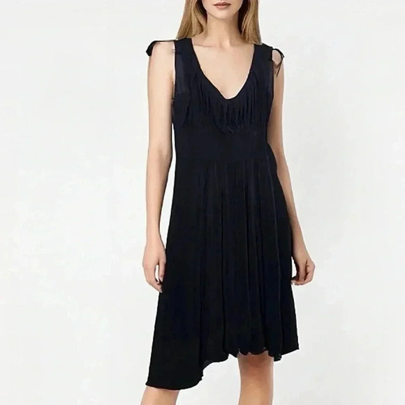 Joseph Ribkoff Little Black Cocktail Pleating Sleeveless Stretch Dress Size 10 - Picture 2 of 8